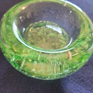 ANTIQUE TEA LEAF HOLDER/STRAIN/FINGER DISH, LOVELY GREEN INTRIGING PIECE OF ART